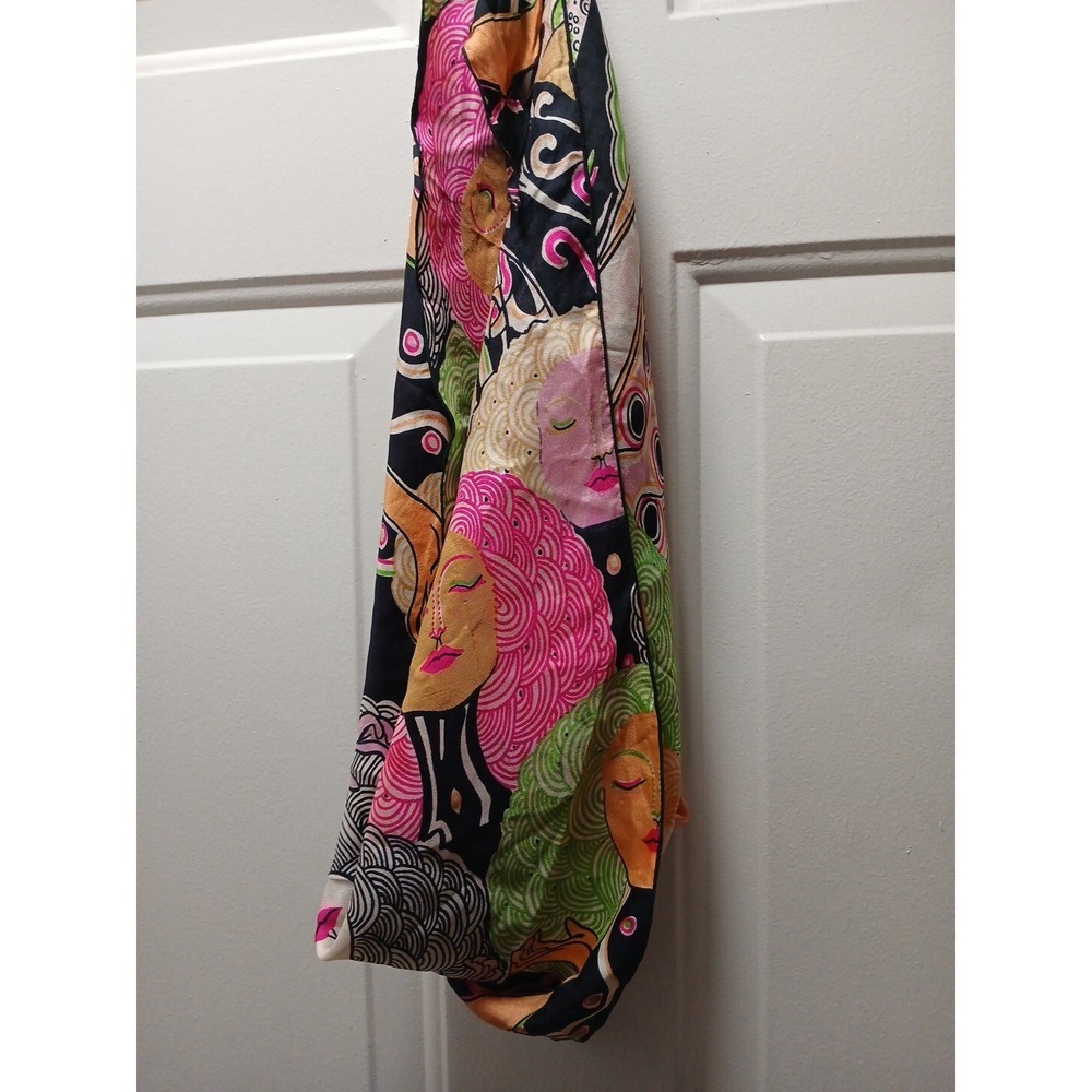 Surrealist Women's Faces Novelty Print Scarf Colorful MCM Kerchief - Picture 2 of 8